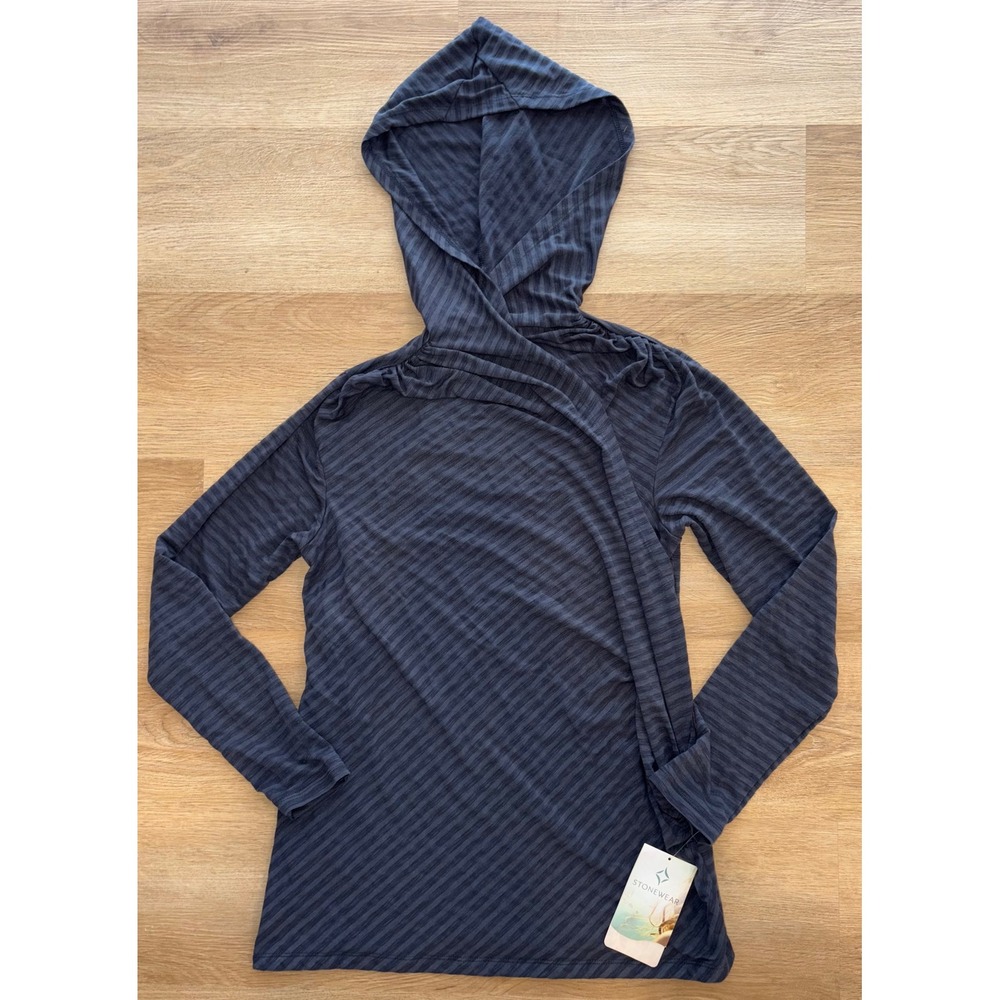 NWT Women's Stonewear Lightweight Mendoza Hoodie - Small - Navy Stripe